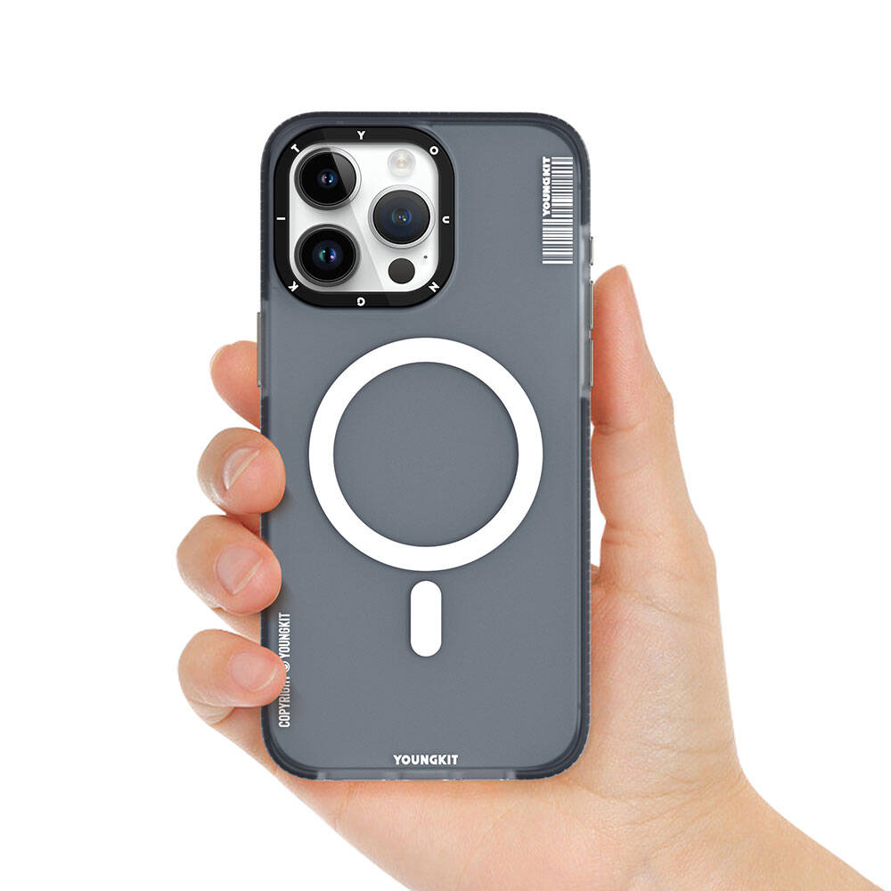 Apple iPhone 15 Pro Max Kılıf M-safe Şarj Özellikli Youngkit Jiansha Serisi Kapak Pembe