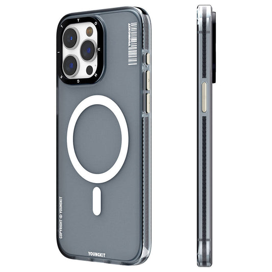 Apple iPhone 15 Pro Max Kılıf M-safe Şarj Özellikli Youngkit Jiansha Serisi Kapak Siyah