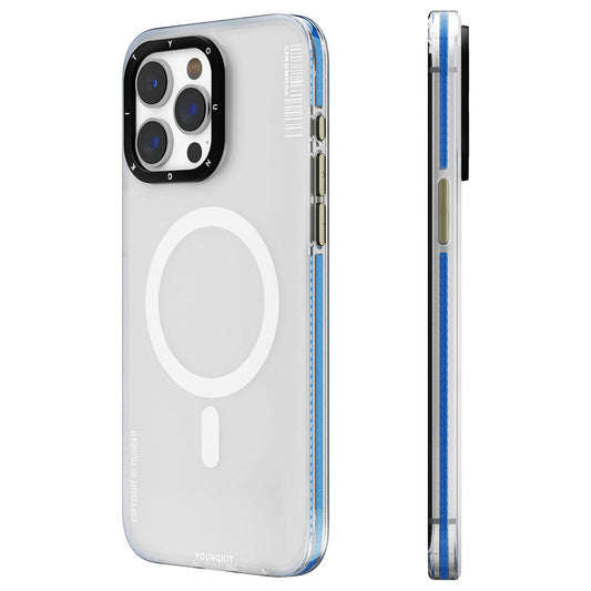Apple iPhone 15 Pro Max Kılıf M-safe Şarj Özellikli Youngkit Jiansha Serisi Kapak Mavi