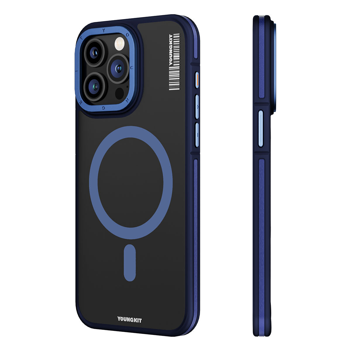 Apple iPhone 15 Pro Max Kılıf M-safe Şarj Özellikli Youngkit Rock Sand Serisi Kapak Mavi