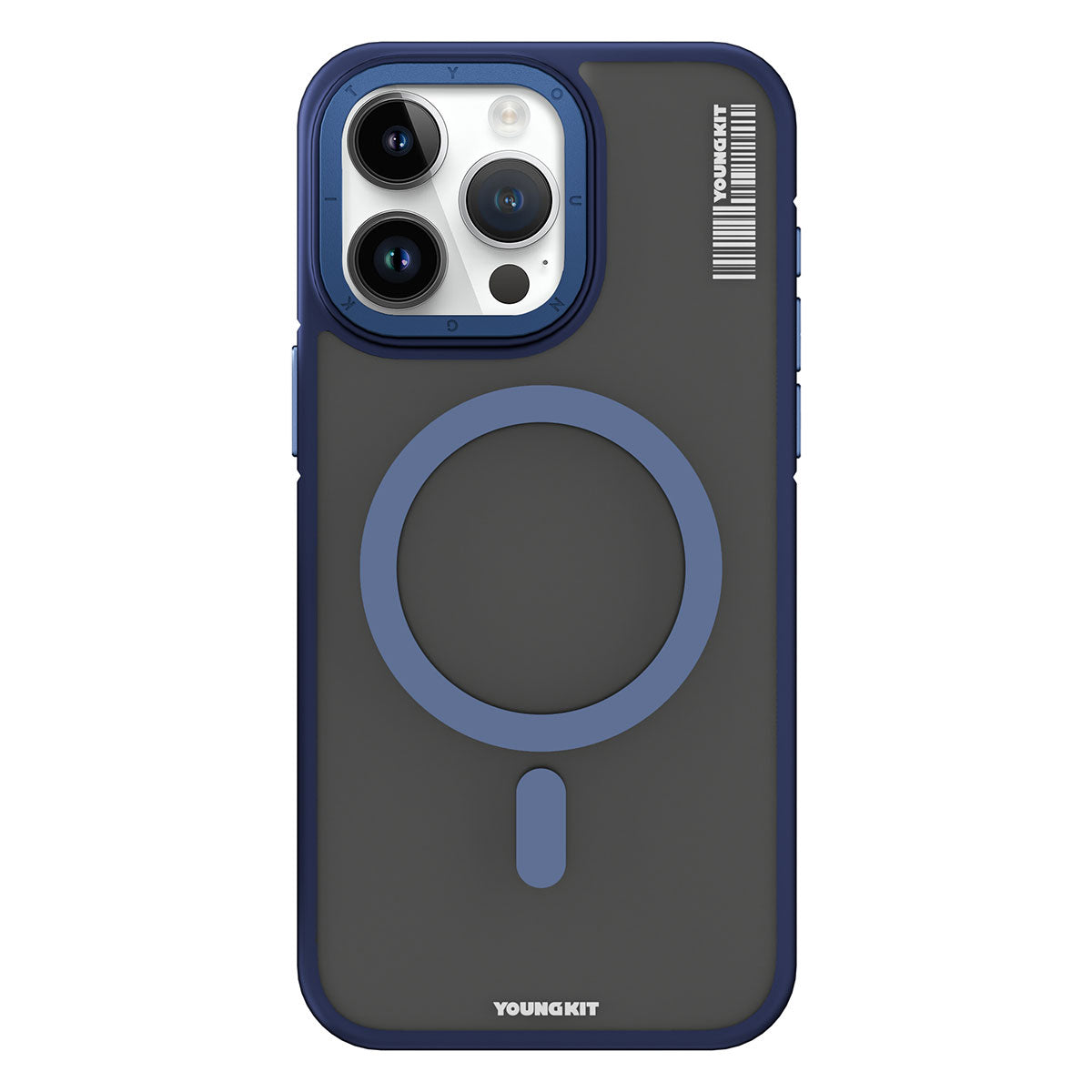 Apple iPhone 15 Pro Max Kılıf M-safe Şarj Özellikli Youngkit Rock Sand Serisi Kapak Mavi