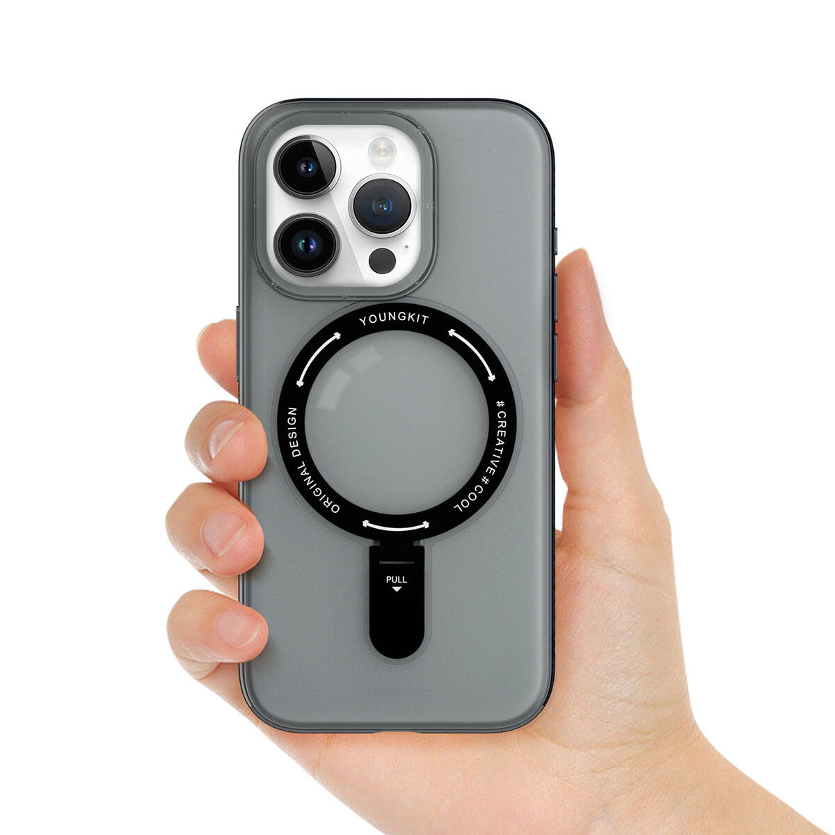 Apple iPhone 15 Pro Max Kılıf M-safe Şarj Özellikli Youngkit Rock Serisi Kapak Mavi