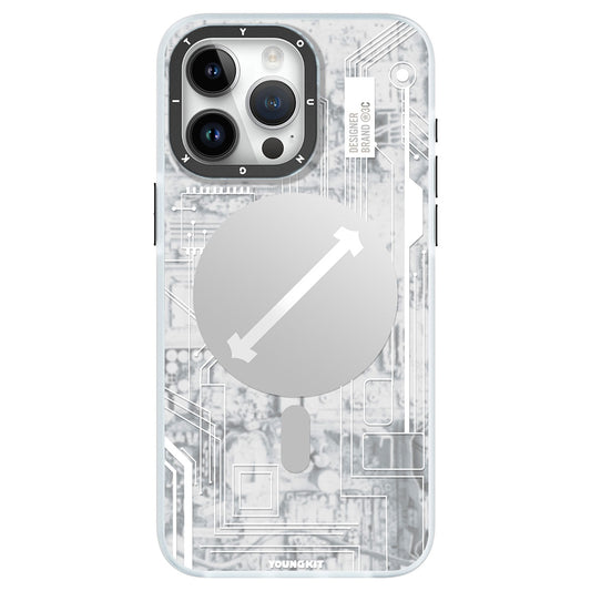 Apple iPhone 15 Pro Max Kılıf M-safe Şarj Özellikli YoungKit Technology Serisi Kapak Mavi