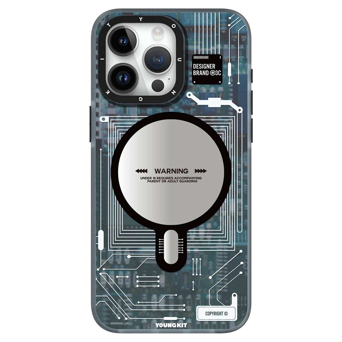 Apple iPhone 15 Pro Max Kılıf M-safe Şarj Özellikli YoungKit Technology Serisi Kapak Siyah