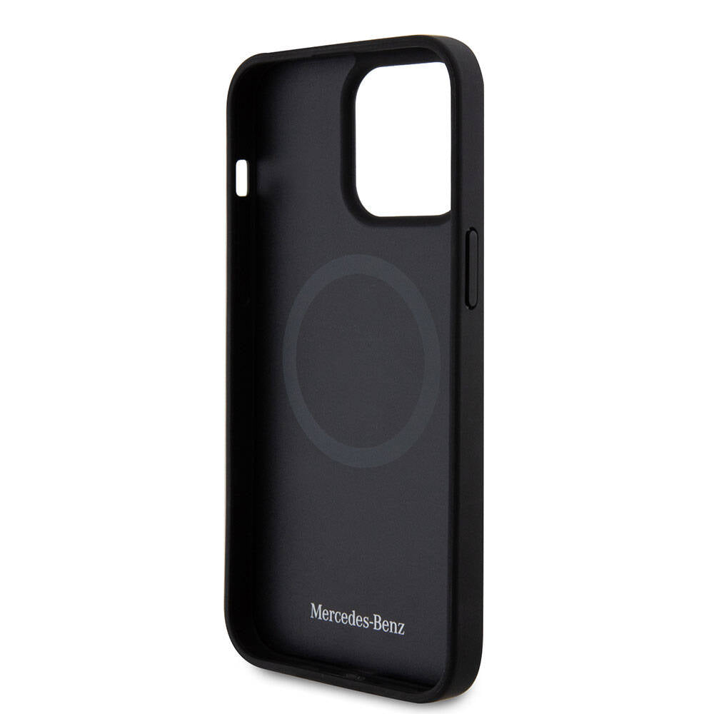 Apple iPhone 15 Pro Max Kılıf Mercedes Benz Orjinal Lisanslı M-safe Şarj Özellikli Alüminyum Arka Yüzey Metal Yıldız Logolu Kapak Gümüş