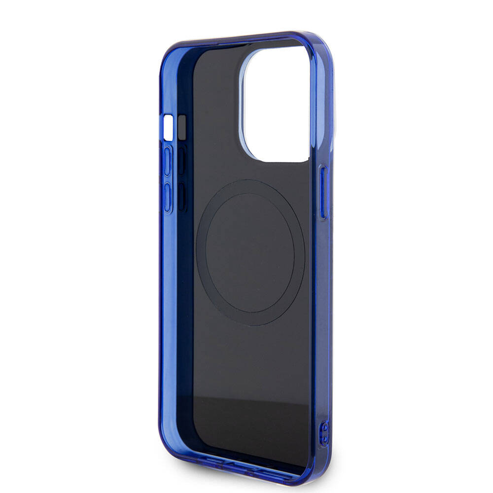 Apple iPhone 15 Pro Max Kılıf Mercedes Benz Orjinal Lisanslı M-safe Şarj Özellikli Çift Katmanlı Mavi Yıldız Desenli Kapak Mavi