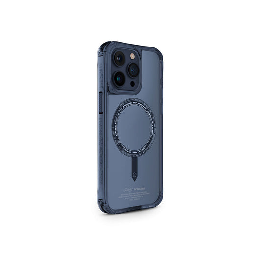 Apple iPhone 15 Pro Max Kılıf SkinArma Şeffaf Airbag Tasarımlı M-safe Şarj Özellikli Saido Kapak Mavi