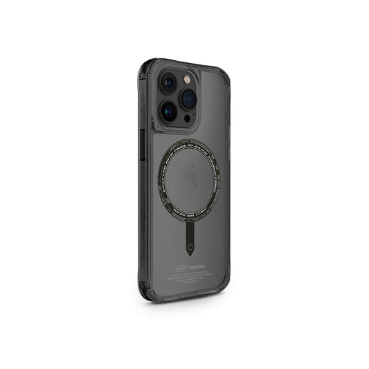 Apple iPhone 15 Pro Max Kılıf SkinArma Şeffaf Airbag Tasarımlı M-safe Şarj Özellikli Saido Kapak Siyah