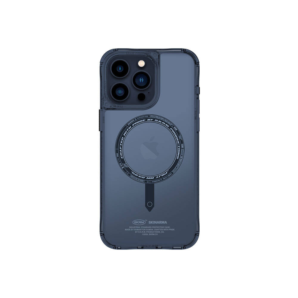 Apple iPhone 15 Pro Max Kılıf SkinArma Şeffaf M-safe Şarj Özellikli Kado Kartlıklı Saido Kapak Siyah