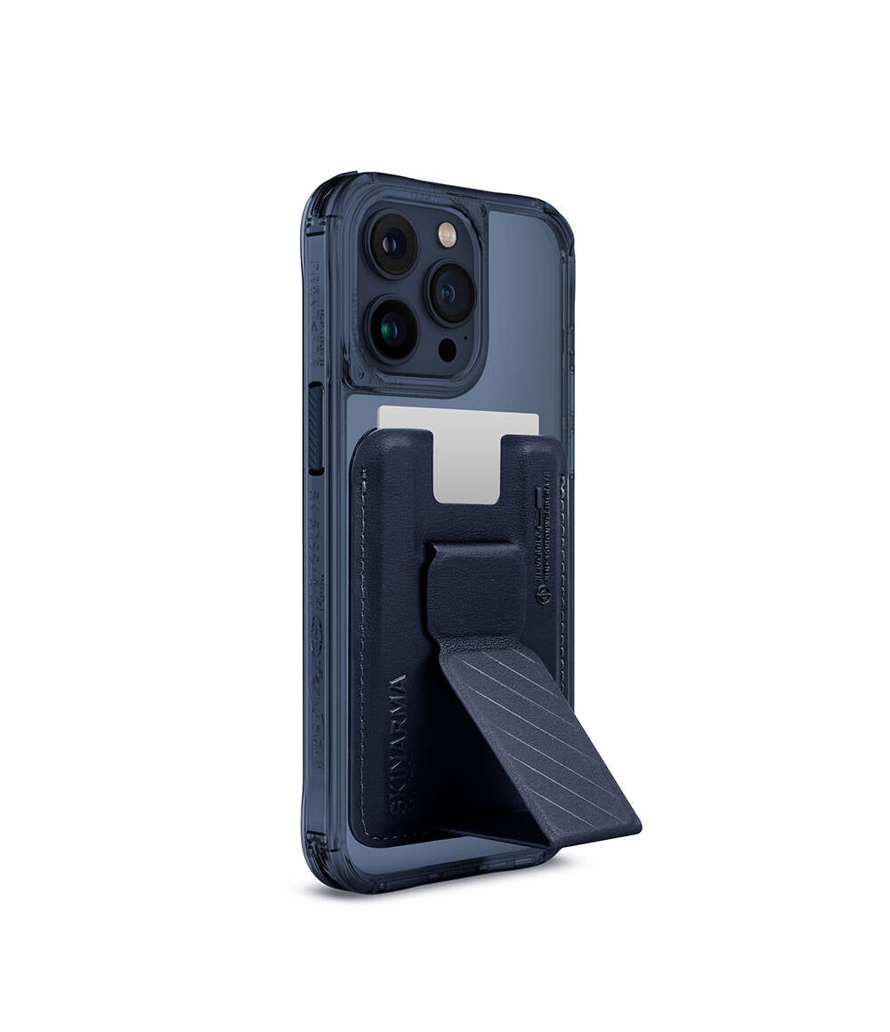Apple iPhone 15 Pro Max Kılıf SkinArma Şeffaf M-safe Şarj Özellikli Kado Kartlıklı Saido Kapak Siyah