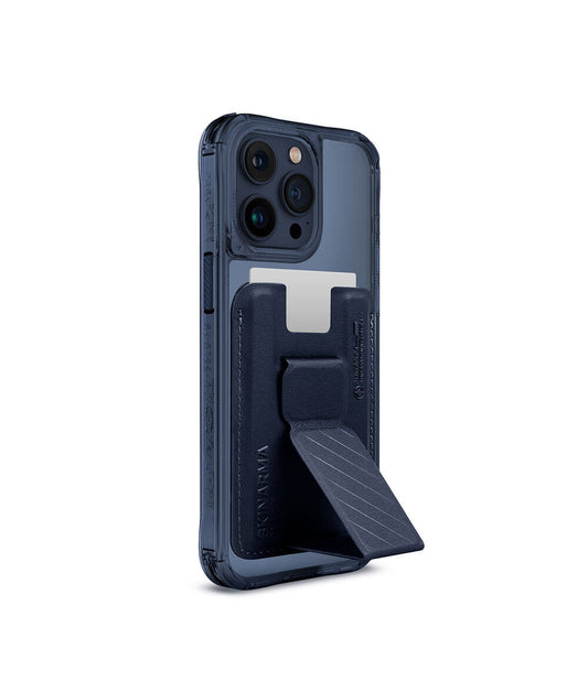 Apple iPhone 15 Pro Max Kılıf SkinArma Şeffaf M-safe Şarj Özellikli Kado Kartlıklı Saido Kapak Siyah