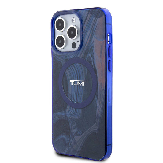 Apple iPhone 15 Pro Max Kılıf TUMI Orjinal Lisanslı M-safe Şarj Özellikli PC TPU Çift Katmanlı Sıvı Baskılı Kapak Lacivert