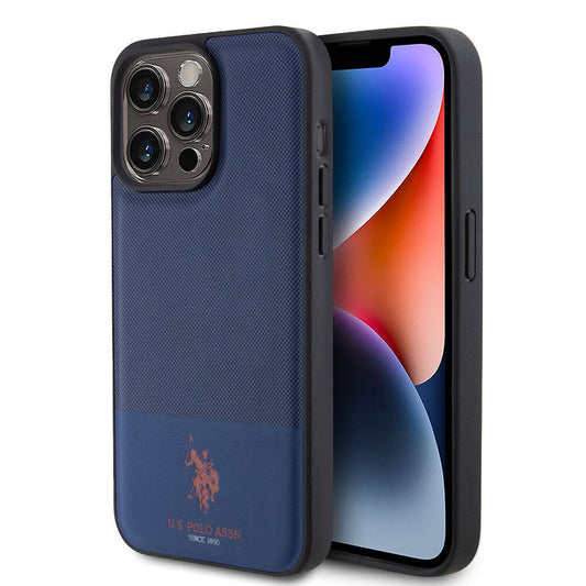 Apple iPhone 15 Pro Max Kılıf U.S. Polo Assn. Orjinal Lisanslı Suni Deri Arka Yüzey Baskı Logolu Örgü Desenli Kapak Yeşil