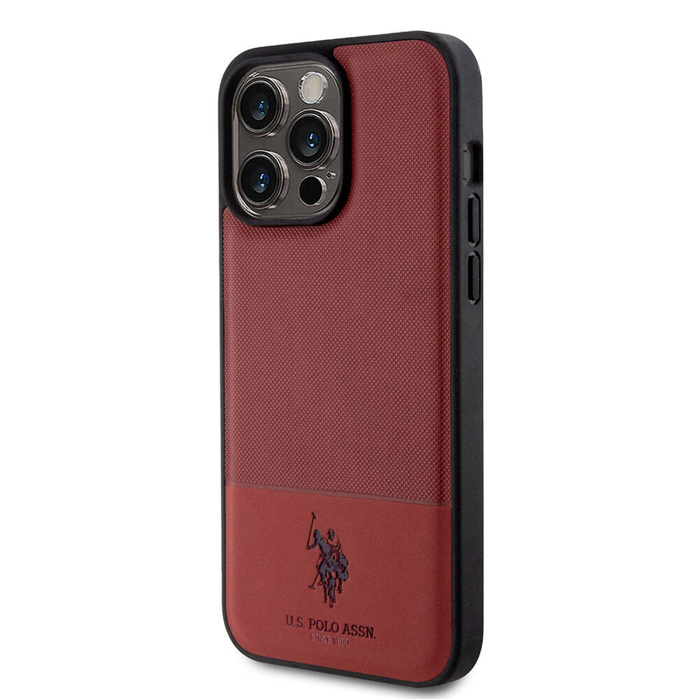 Apple iPhone 15 Pro Max Kılıf U.S. Polo Assn. Orjinal Lisanslı Suni Deri Arka Yüzey Baskı Logolu Örgü Desenli Kapak Yeşil