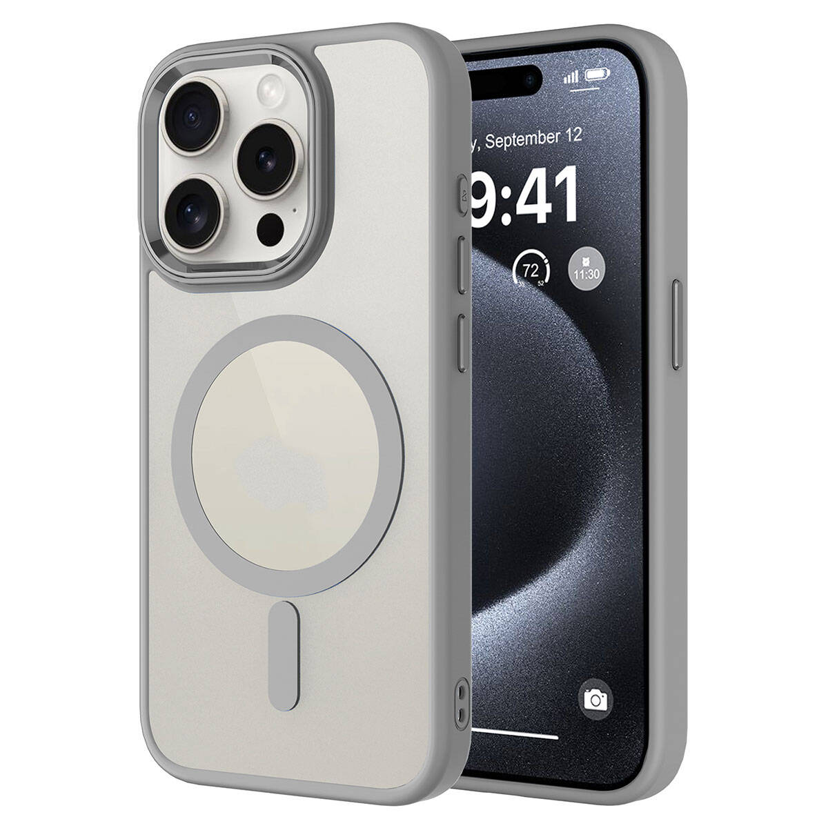 Apple iPhone 15 Pro Max Kılıf Wireless Şarj Özellikli Zore Krom M-safe Silikon Kapak