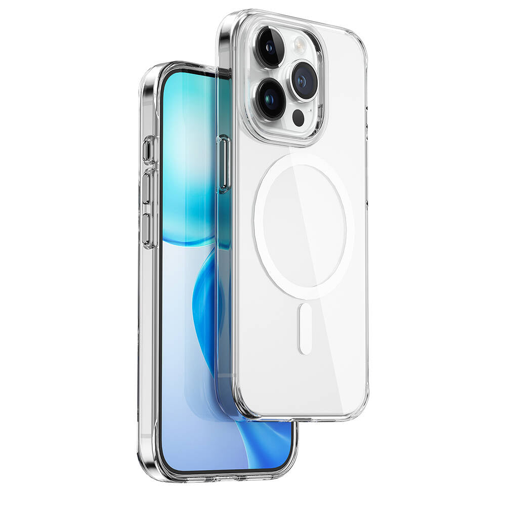 Apple iPhone 15 Pro Max Kılıf Wiwu BC-022 M-safe Şarj Özellikli Şeffaf Transparan Kapak Renksiz