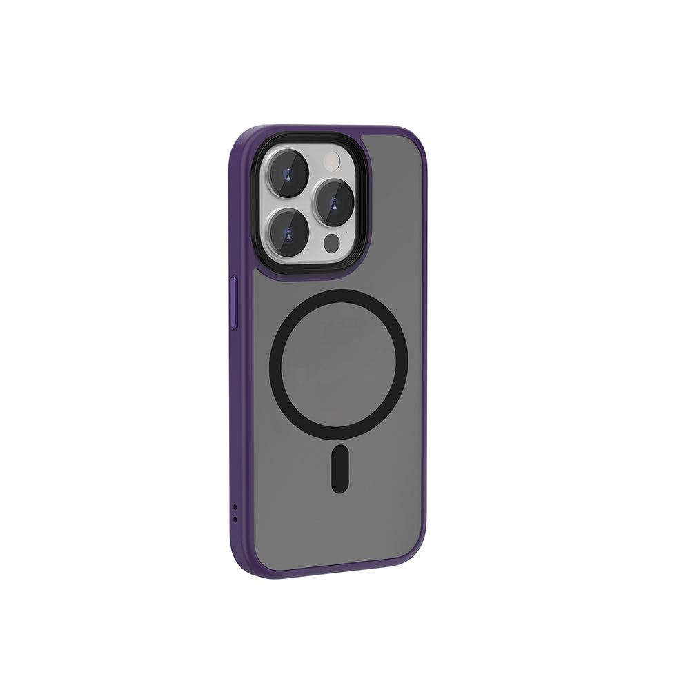 Apple iPhone 15 Pro Max Kılıf Wiwu FGG-011 M-safe Şarj Özellikli Kamera Korumalı Kapak Mor