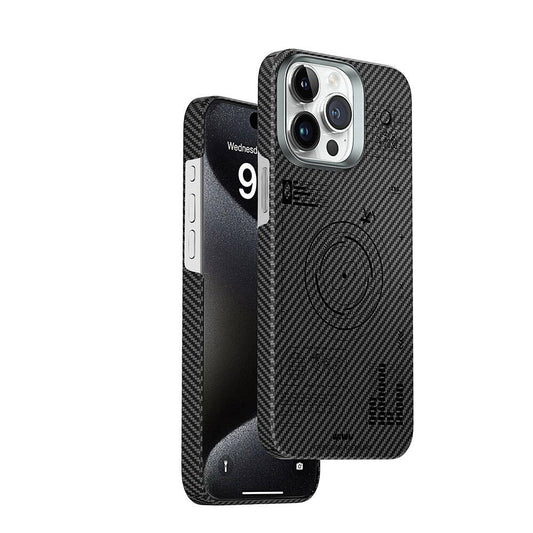 Apple iPhone 15 Pro Max Kılıf Wiwu KJZ-017 Karbon Fiber 600D Explore Kevlar Kapak Siyah