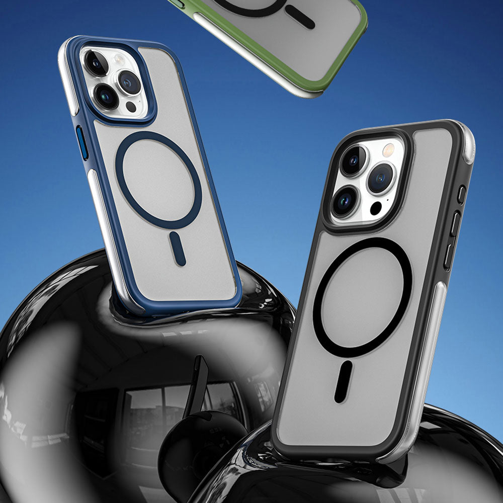 Apple iPhone 15 Pro Max Kılıf Wiwu ZKK-012 M-safe Şarj Özellikli Air Cushion Kapak Yeşil