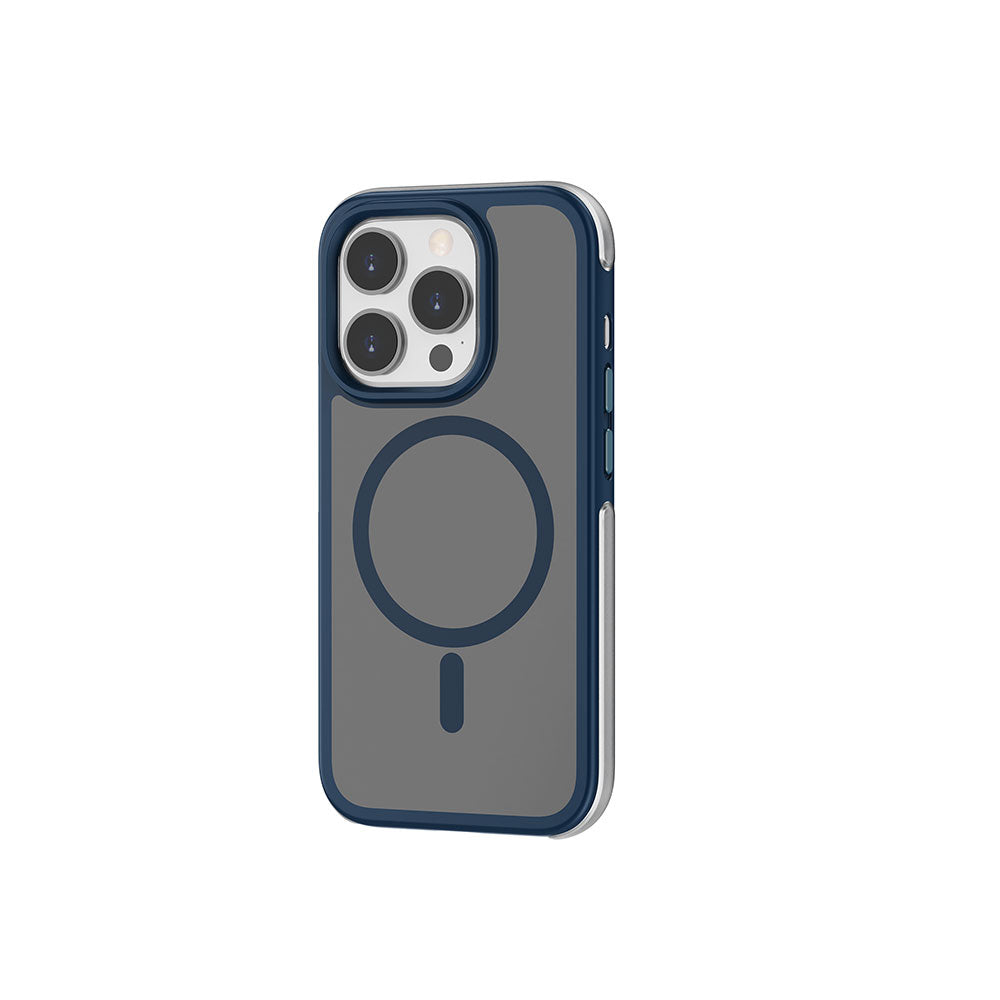 Apple iPhone 15 Pro Max Kılıf Wiwu ZKK-012 M-safe Şarj Özellikli Air Cushion Kapak Mavi