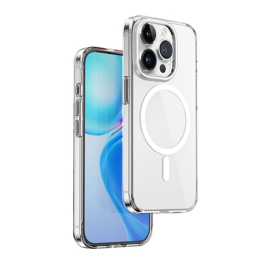 Apple iPhone 15 Pro Max Kılıf Wiwu ZYS-013 M-safe Şarj Özellikli Renkli Kamera Çerçeveli Şeffaf Jelly Kapak Beyaz