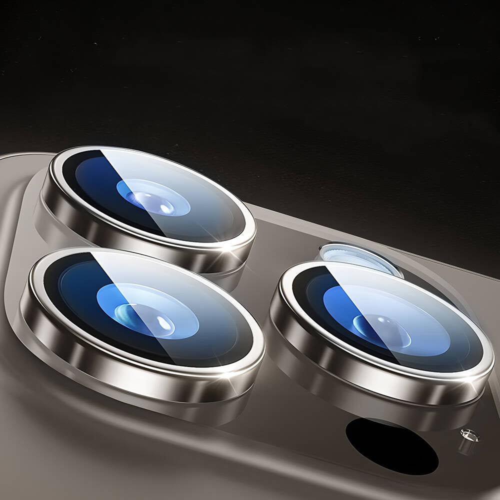 Apple iPhone 15 Pro Max Wiwu LG-003 Lens Guard Çizilmeye Karşı Dayanıklı Safir Kamera Lens Koruyucu Titanyum-Beyaz