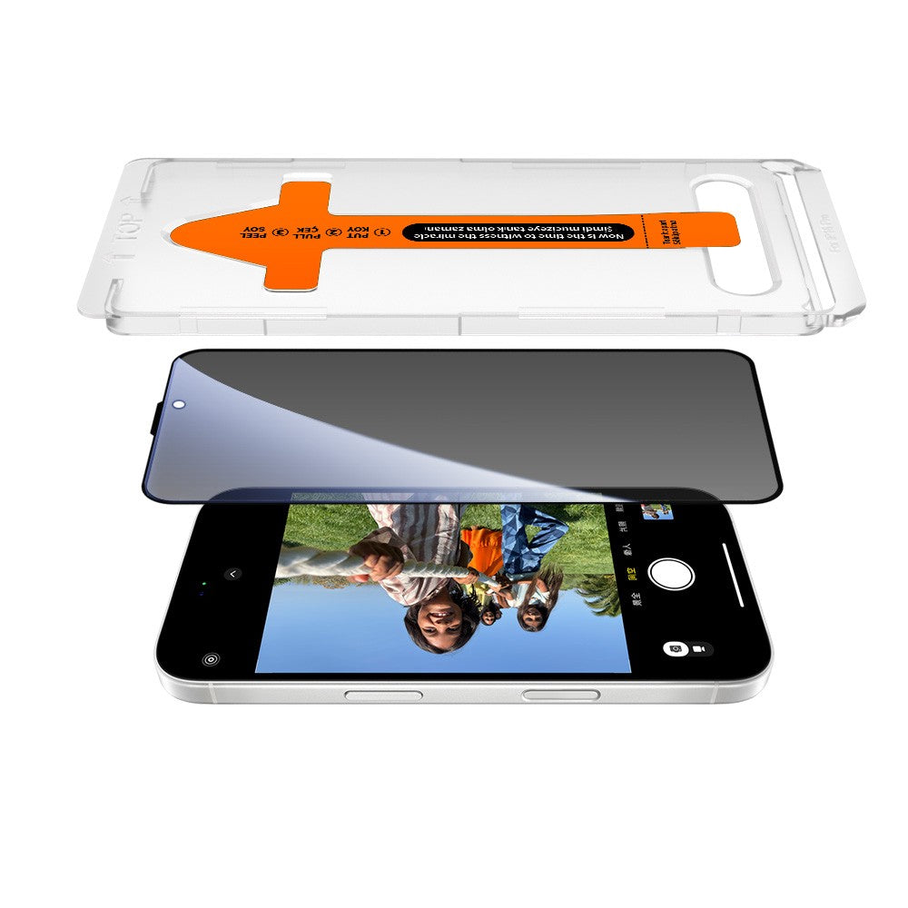 Apple iPhone 15 Zore 2.5D Oliv Privacy Temperli Cam Ekran Koruyucu + Kolay Uygulama Aparatı