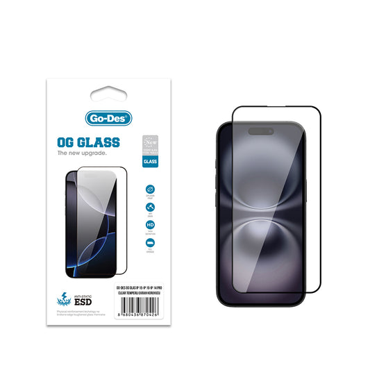 Apple iPhone 16 Go Des OG Glass Antistatik Temperli Cam Ekran Koruyucu Şeffaf