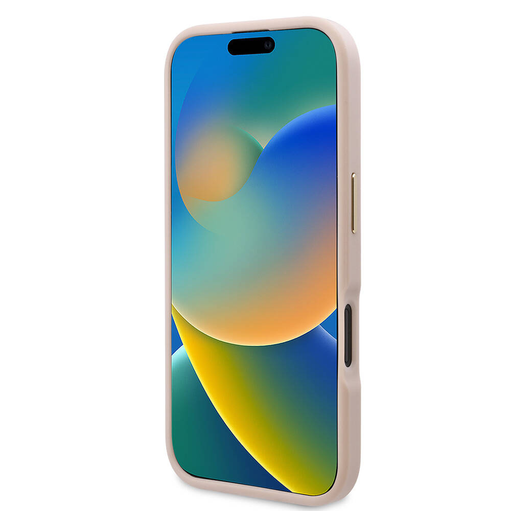 Apple iPhone 16 Kılıf Guess Orjinal Lisanslı M-safe Şarj Özellikli PU 4G Desenli Metal Plaka Klasik Logolu Kapak Kahverengi