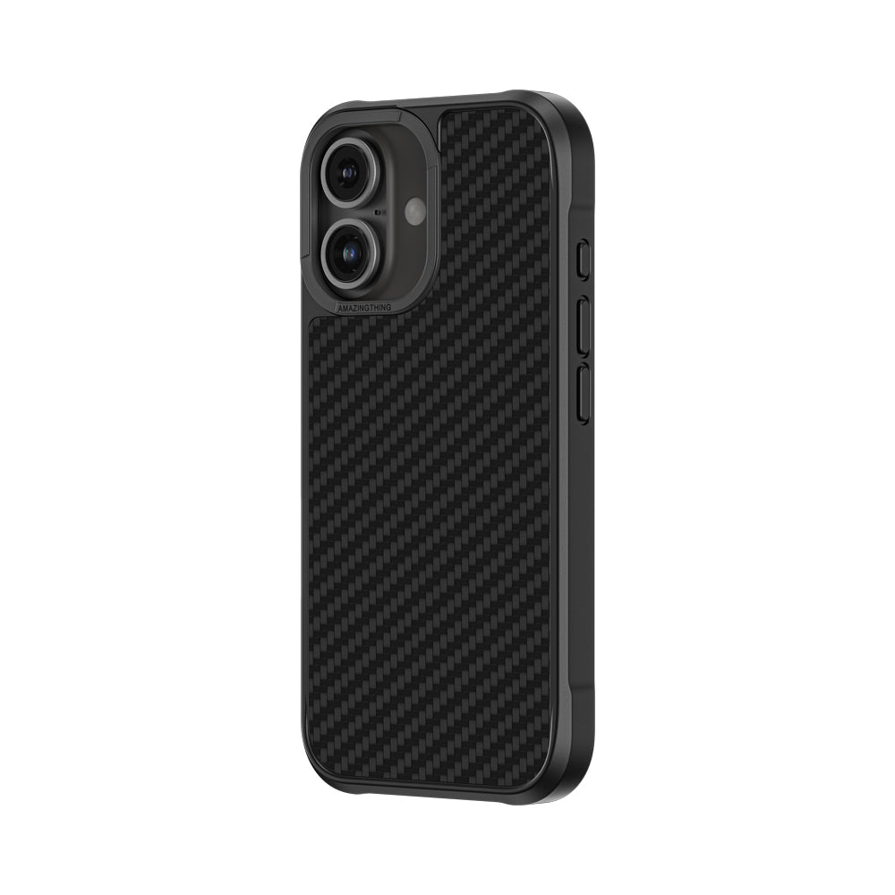 Apple iPhone 16 Kılıf M-safe Şarj Özellikli 1500D Aramid Fiber Amazingthing Titan Max Serisi Kapak Siyah