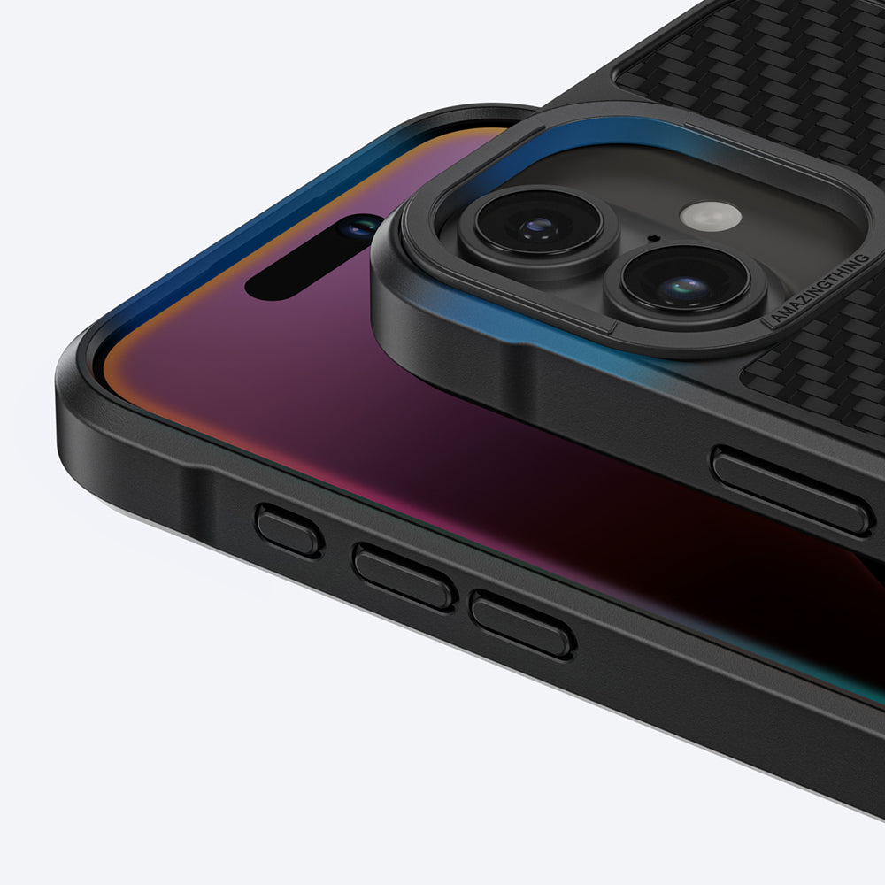 Apple iPhone 16 Kılıf M-safe Şarj Özellikli 1500D Aramid Fiber Amazingthing Titan Max Serisi Kapak Siyah