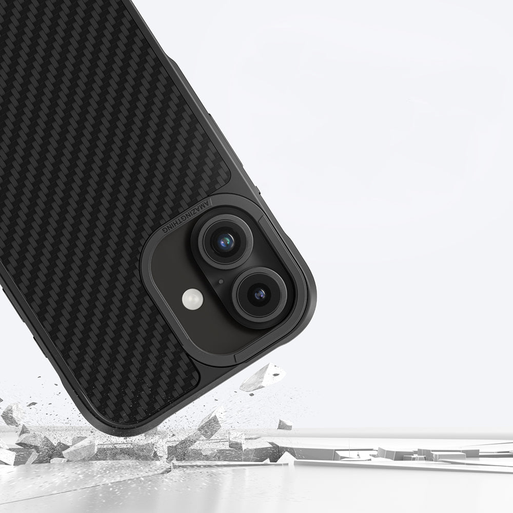 Apple iPhone 16 Kılıf M-safe Şarj Özellikli 1500D Aramid Fiber Amazingthing Titan Max Serisi Kapak Siyah