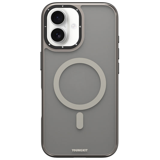 Apple iPhone 16 Kılıf M-safe Şarj Özellikli Cam Arka Yüzey TPU Youngkit Gemstone Serisi Kapak