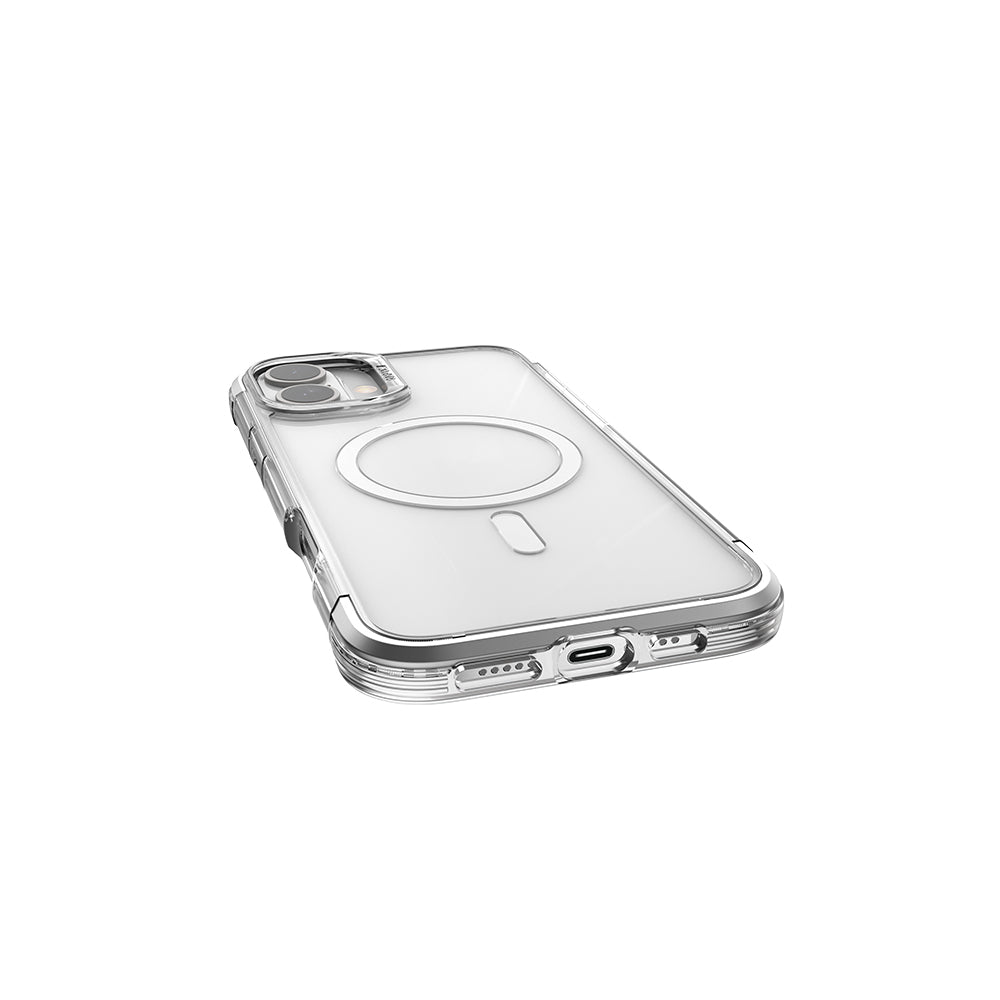 Apple iPhone 16 Kılıf M-safe Şarj Özellikli Raptic Air Serisi Airbag Tasarımlı Metal Köşelikli Şeffaf Kapak Siyah
