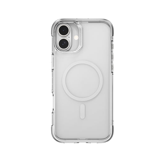 Apple iPhone 16 Kılıf M-safe Şarj Özellikli Raptic Air Serisi Airbag Tasarımlı Metal Köşelikli Şeffaf Kapak Gümüş