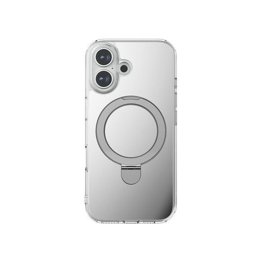 Apple iPhone 16 Kılıf M-safe Şarj Özellikli Raptic Air Stand Serisi Aynalı Arka Yüzey Standlı Kapak Gri