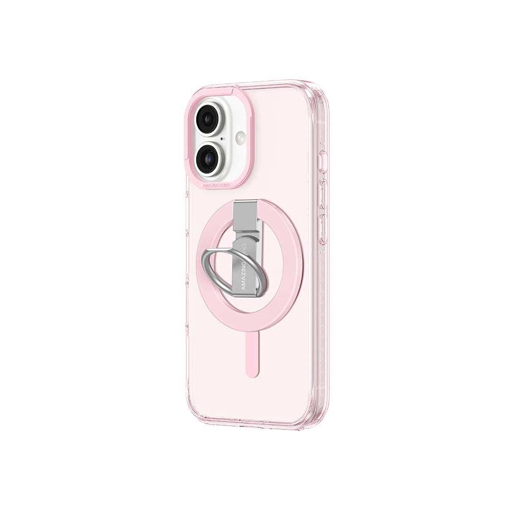 Apple iPhone 16 Kılıf M-safe Şarj Özellikli Yüzük Standlı Amazingthing Titan Pro Serisi Kapak Siyah