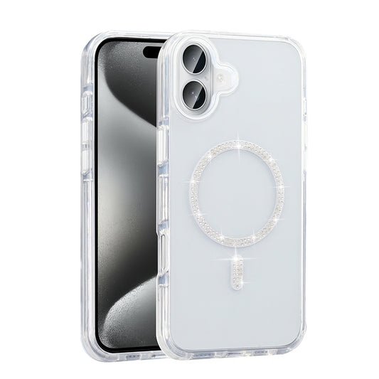 Apple iPhone 16 Kılıf Taşlı Tasarım M-safe Şarj Özellikli Zore Koment Silikon Kapak
