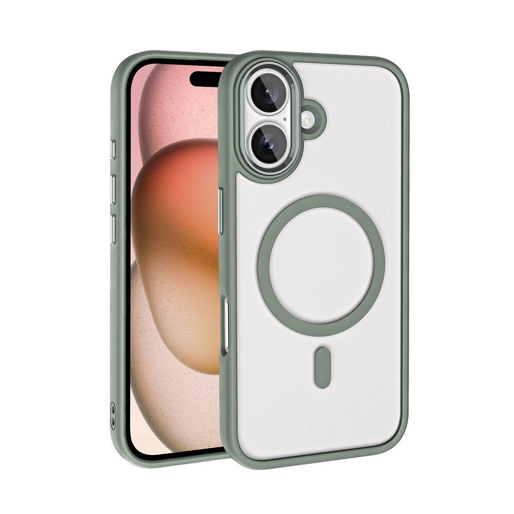 Apple iPhone 16 Kılıf Wireless Şarj Özellikli Zore Krom M-safe Silikon Kapak