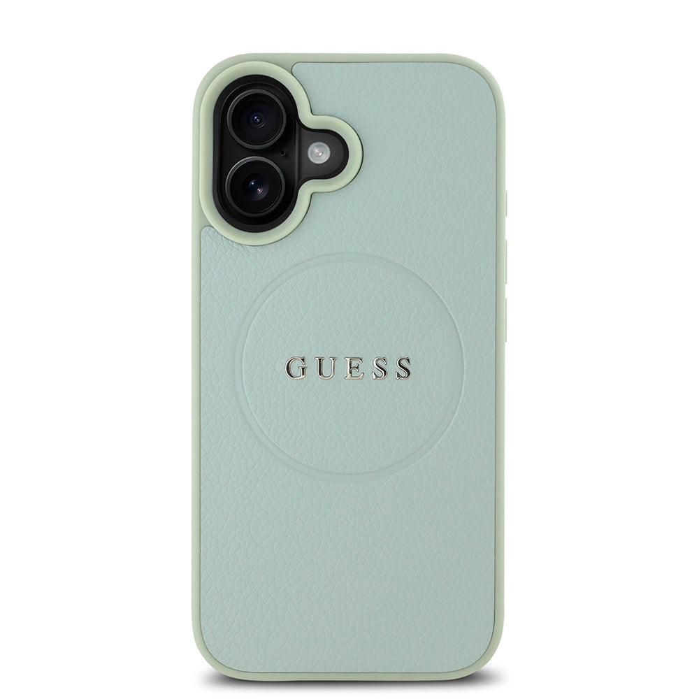 Apple iPhone 16 Plus Kılıf Guess Orjinal Lisanslı M-safe Şarj Özellikli Yazı Logolu Grained Kapak Siyah