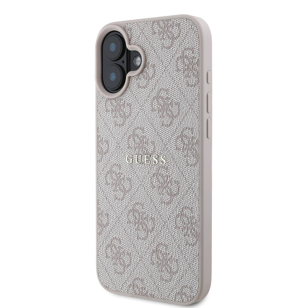 Apple iPhone 16 Plus Kılıf Guess Orjinal Lisanslı M-safe Şarj Özellikli 4G Desenli Yazı Logolu Kapak Siyah