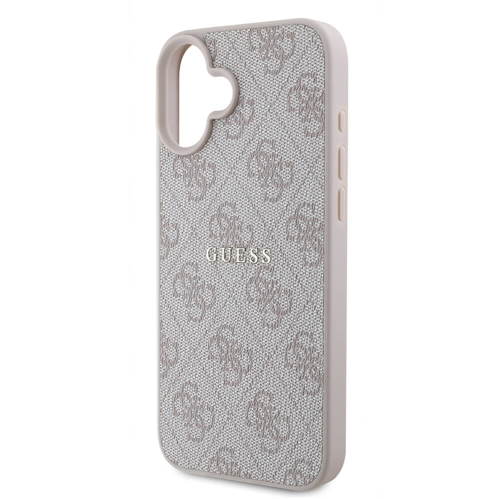 Apple iPhone 16 Plus Kılıf Guess Orjinal Lisanslı M-safe Şarj Özellikli 4G Desenli Yazı Logolu Kapak Siyah