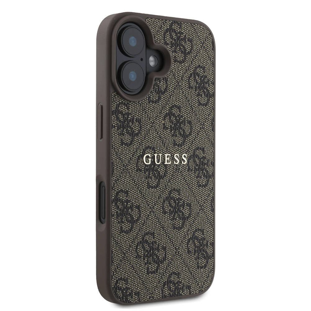 Apple iPhone 16 Plus Kılıf Guess Orjinal Lisanslı M-safe Şarj Özellikli 4G Desenli Yazı Logolu Kapak Pembe
