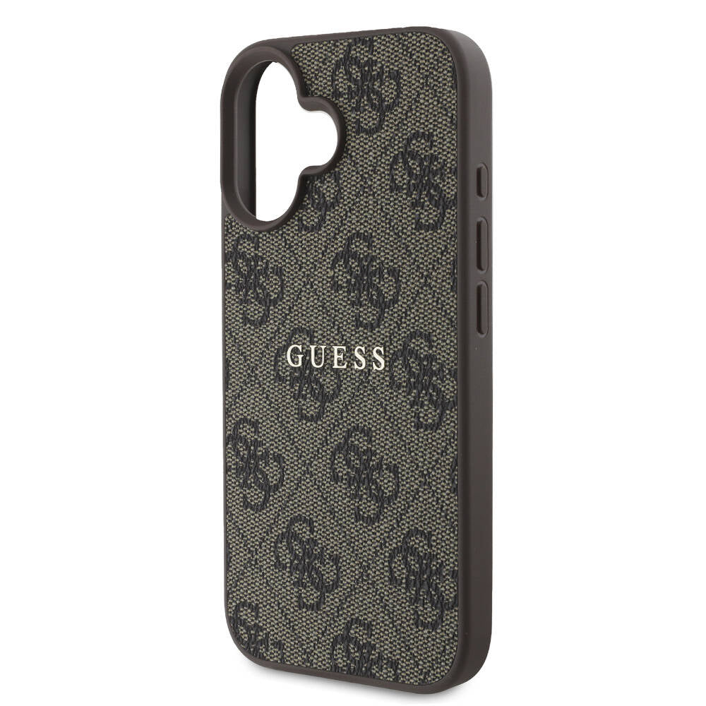 Apple iPhone 16 Plus Kılıf Guess Orjinal Lisanslı M-safe Şarj Özellikli 4G Desenli Yazı Logolu Kapak Pembe
