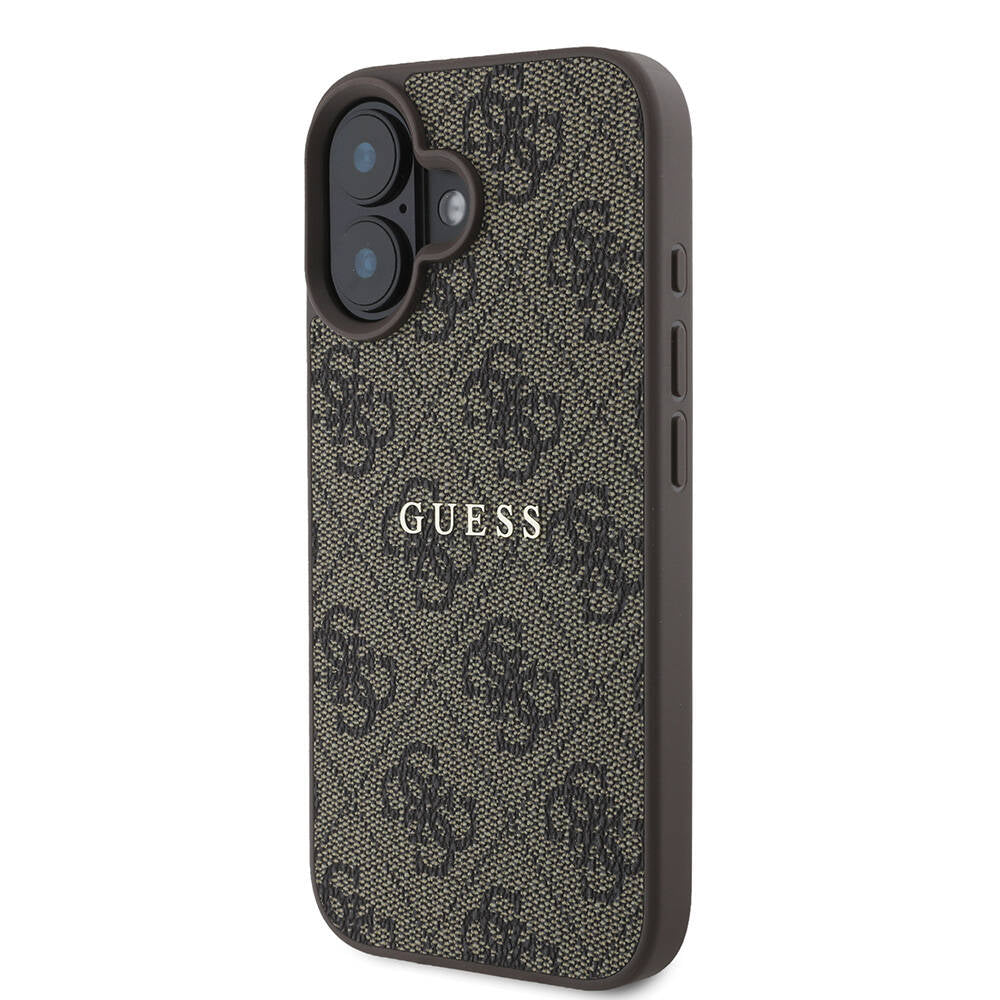 Apple iPhone 16 Plus Kılıf Guess Orjinal Lisanslı M-safe Şarj Özellikli 4G Desenli Yazı Logolu Kapak Pembe