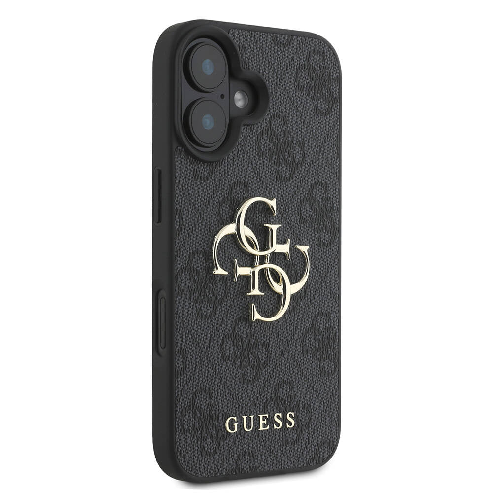 Apple iPhone 16 Plus Kılıf Guess Orjinal Lisanslı PU Deri 4G Desenli Metal Büyük 4G ve Yazı Logolu Kapak Pembe