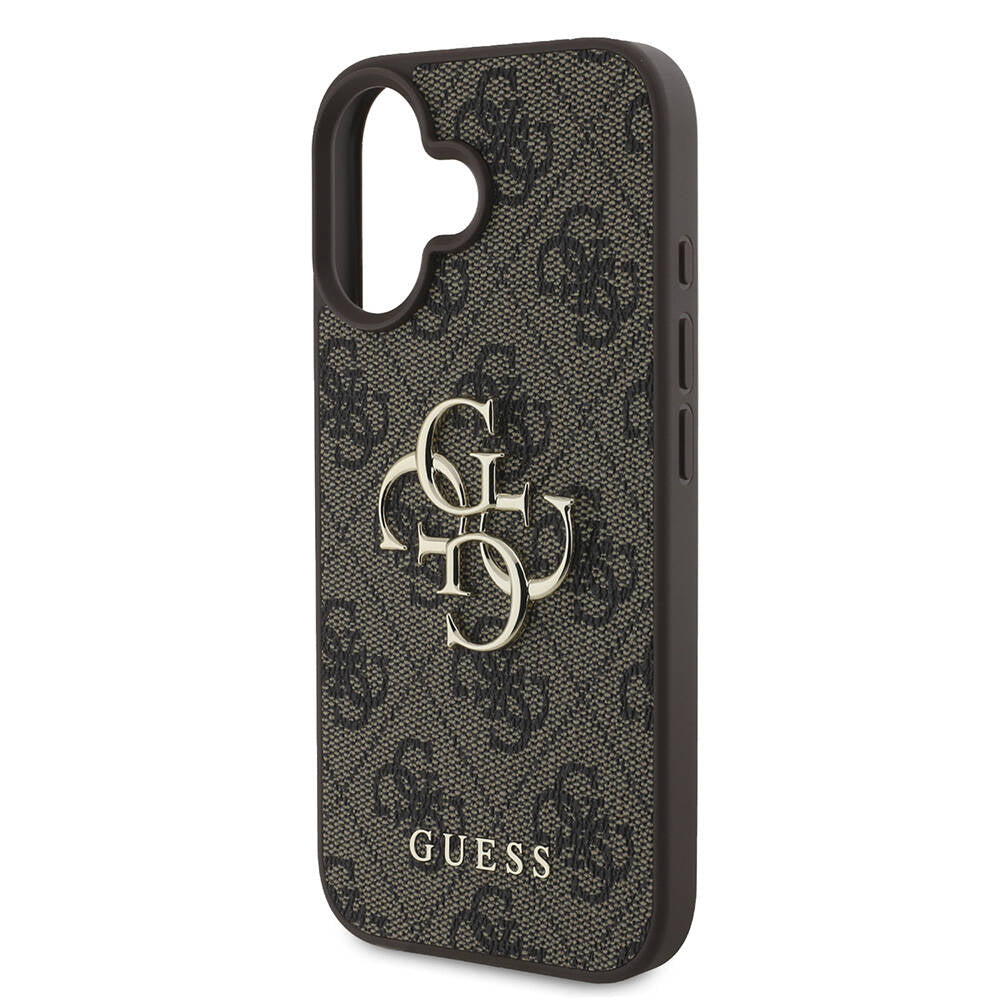 Apple iPhone 16 Plus Kılıf Guess Orjinal Lisanslı PU Deri 4G Desenli Metal Büyük 4G ve Yazı Logolu Kapak Pembe