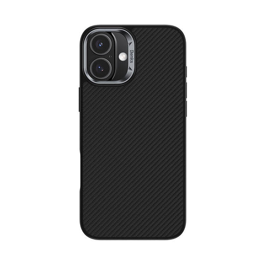 Apple iPhone 16 Plus Kılıf Karbon Fiber M-safe Şarj Özellikli Benks Hybrid ArmorPro 600D Kevlar Kapak Siyah