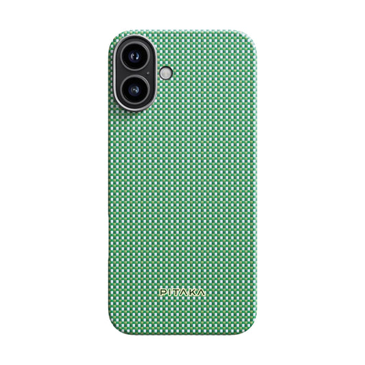 Apple iPhone 16 Plus Kılıf M-safe Şarj Özellikli Aramid Fiber Pitaka Ultra-Slim Classic Serisi Forest Green Kapak