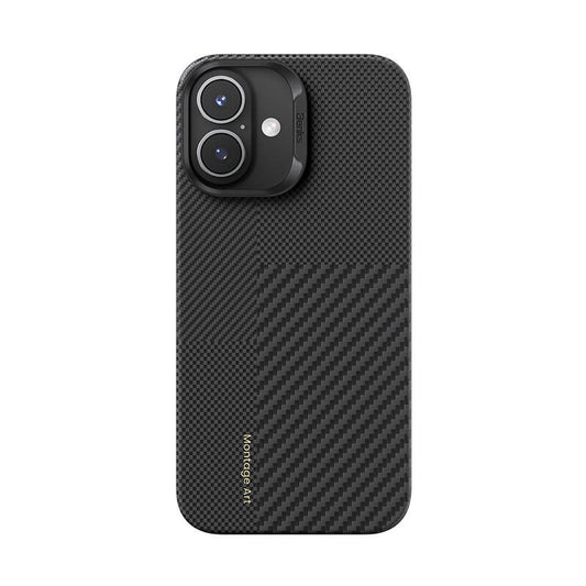 Apple iPhone 16 Plus Kılıf M-safe Şarj Özellikli Karbon Fiber Benks Montage ArmorAir Kevlar Kapak Siyah